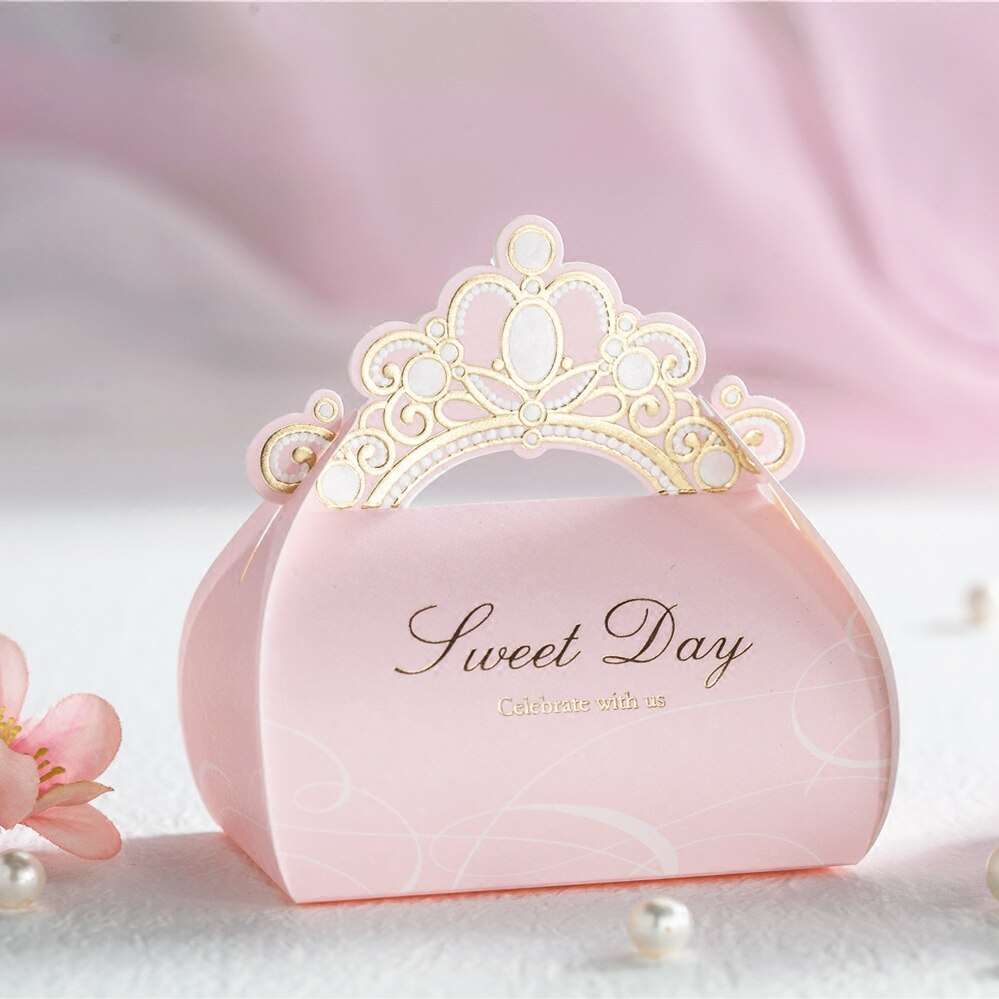 50 PCS Pink Laser Cutting Wedding Candy Boxes - Blossom Wedding