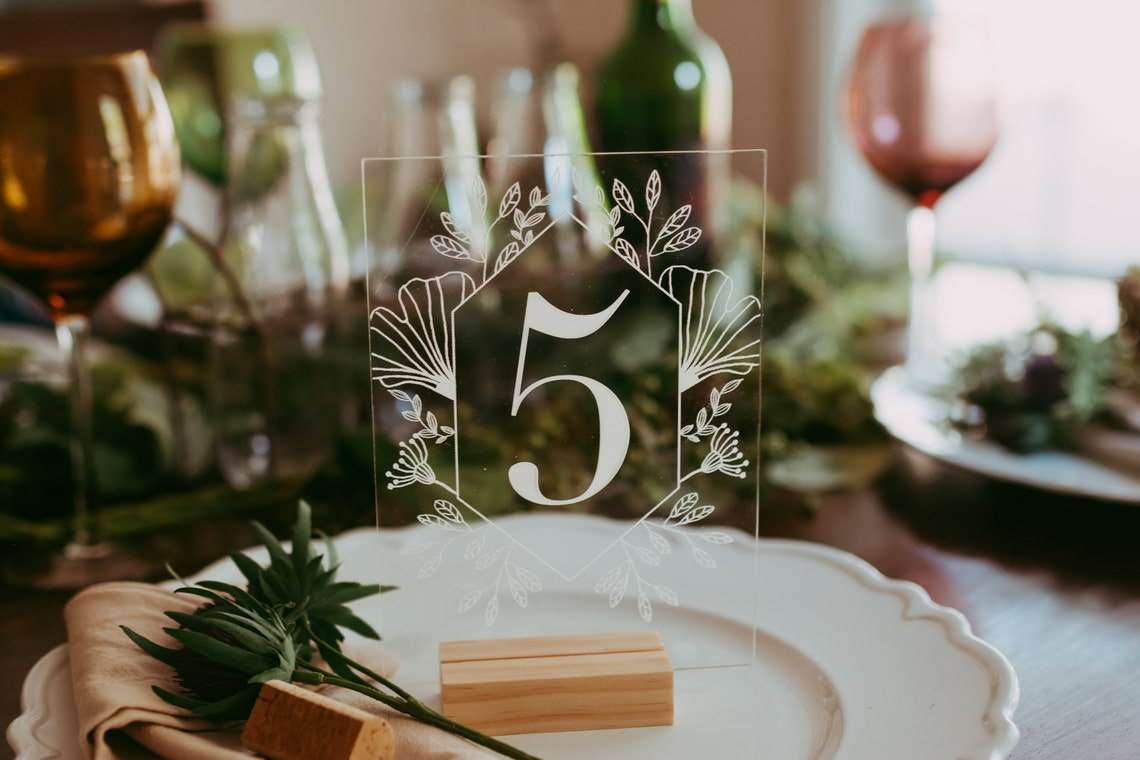 Clear Acrylic Wedding Table Numbers Calligraphy Table Sign Decor - Blossom Wedding
