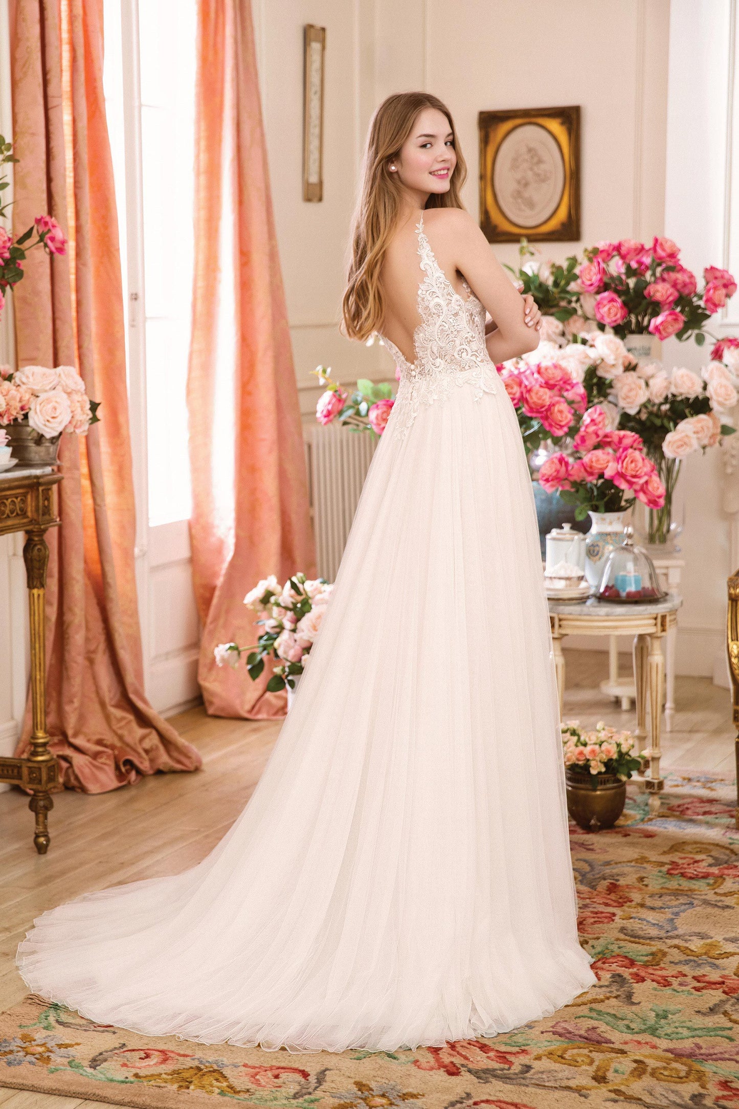 Slim A-line Gown with Illusion Bodice and Eyelash Lacen 1142
