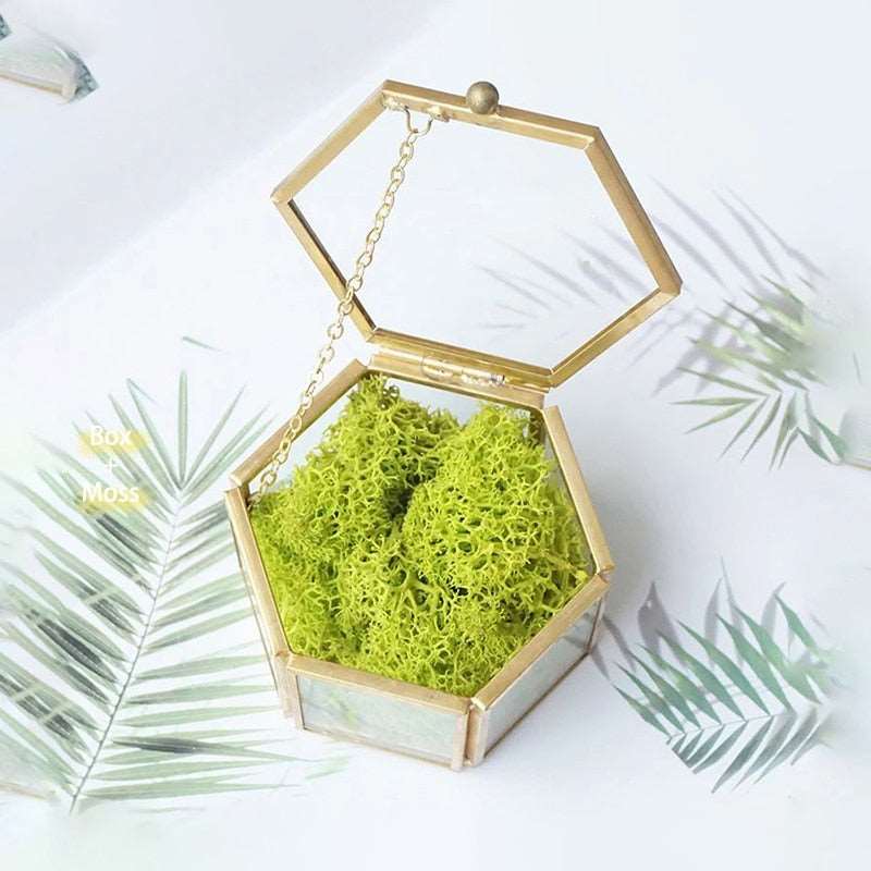 Hexagonal Glass Ring Box Geometrical Clear Jewelry Flower Ring Holder - Blossom Wedding