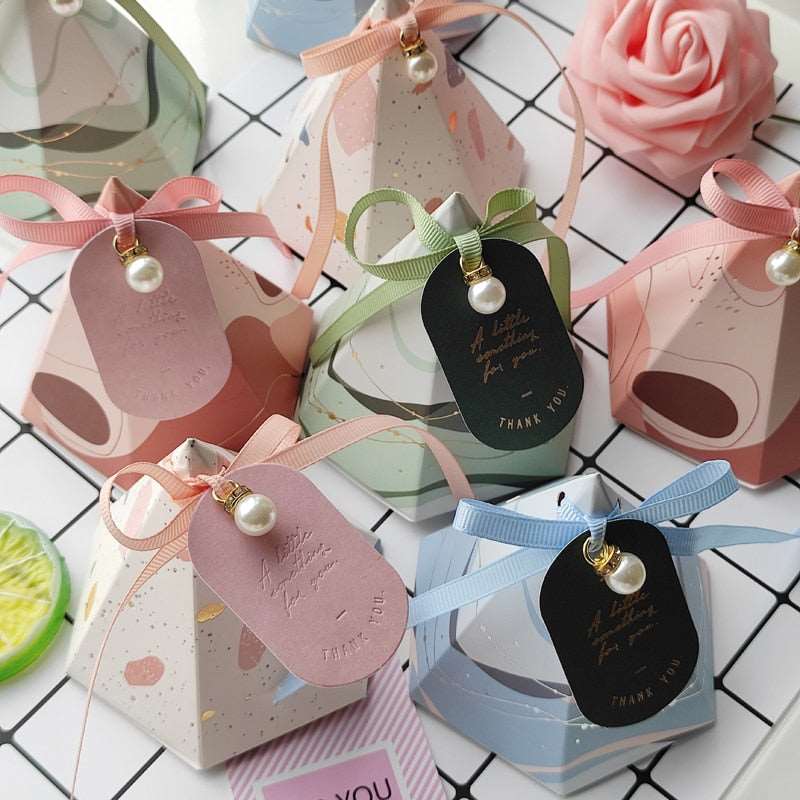 50 /100 PCS Pyramid Shape Pink Candy Boxes - Blossom Wedding