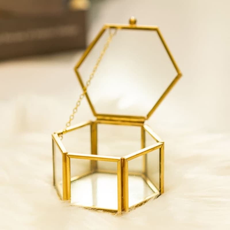 2021 NEW Hexagon Clear Glass Jewelry Box Wedding Ring Box Geometric Jewellery  Organizer Box Showcase Container Watches box - AliExpress