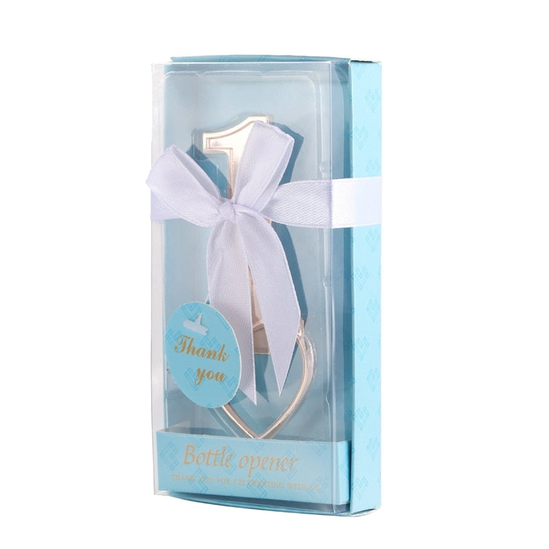 10 PCS Heart Shape Bottle Opener with Pink /Blue Box - Blossom Wedding