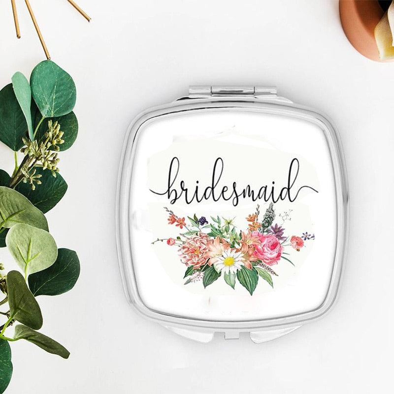 Bridesmaid Maid of Honor Gifts Makeup Mirror for Wedding Engagement Bridal Shower Bachelorette hen Party - Blossom Wedding