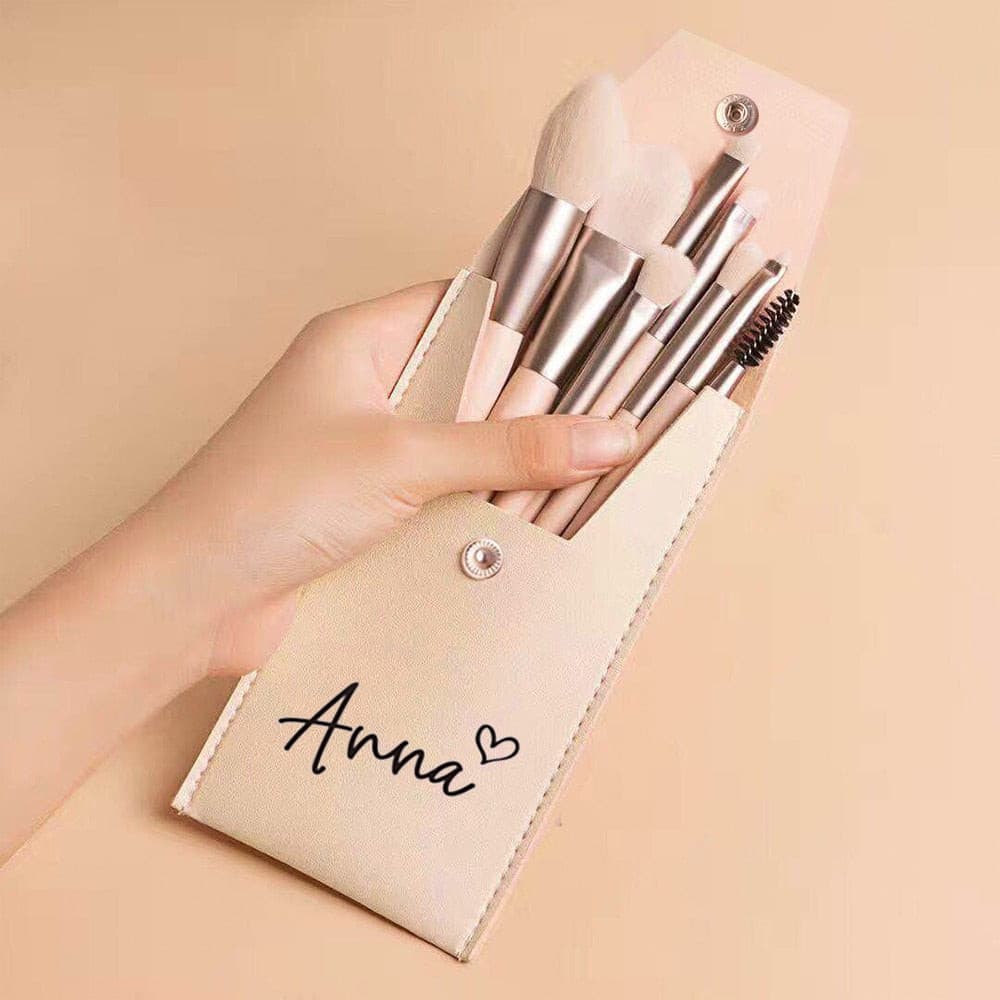 8 PCS Personalized Makeup Brushes Bag for Bridesmaid Gift Bridal Shower Bachelorette Party - Blossom Wedding