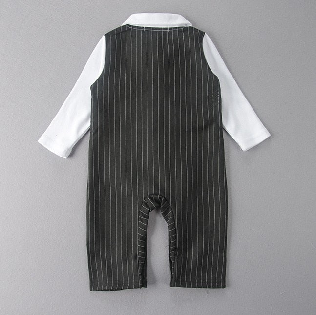 Handsome Strip Style Long Sleeves False Two Pieces Baby Boy Jumpsuits - Blossom Wedding