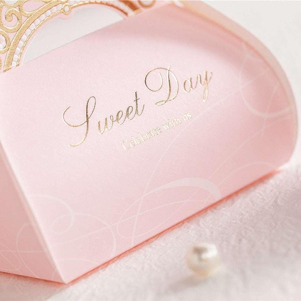 50 PCS Pink Laser Cutting Wedding Candy Boxes - Blossom Wedding