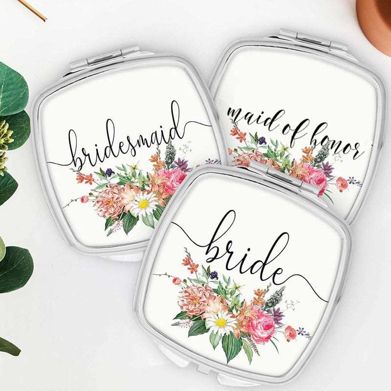 Bridesmaid Maid of Honor Gifts Makeup Mirror for Wedding Engagement Bridal Shower Bachelorette hen Party - Blossom Wedding