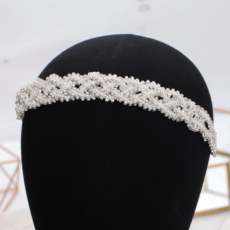 Pearl Rhinestone Headband Hairband Wedding Accessories - Blossom Wedding