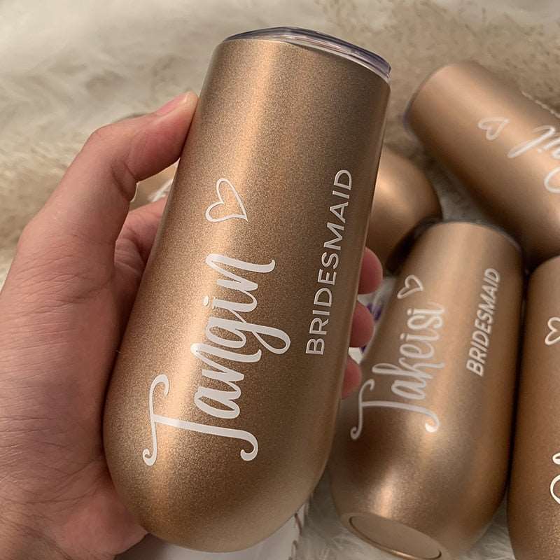 Custom Tumblers Personalized Bridesmaid Gifts Stainless Steel Wine Tumbler for Bachelorette Party - Blossom Wedding