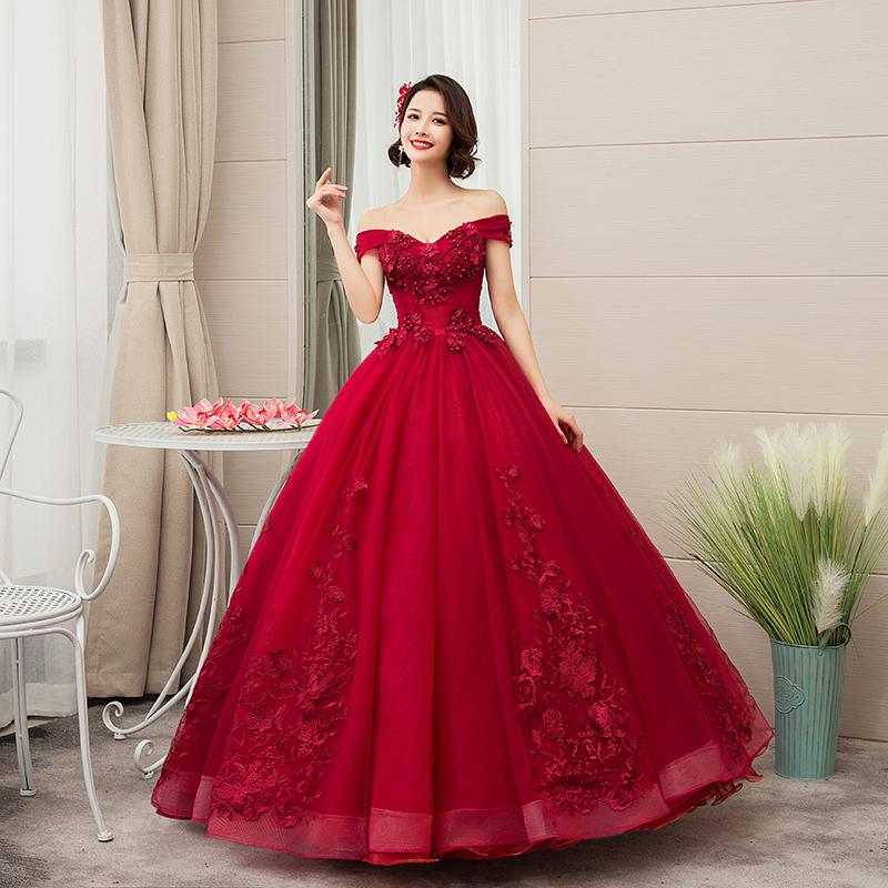 Off Shoulder Ball Gown Classic Lace Embroidery Vintage Evening Dresses Plus Size available - Blossom Wedding