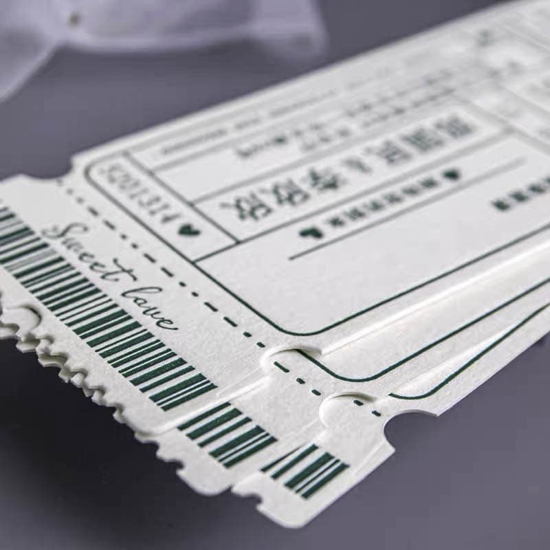 40 PCS Letterpress Cotton Invites with Ticket Pocket Design - Blossom Wedding