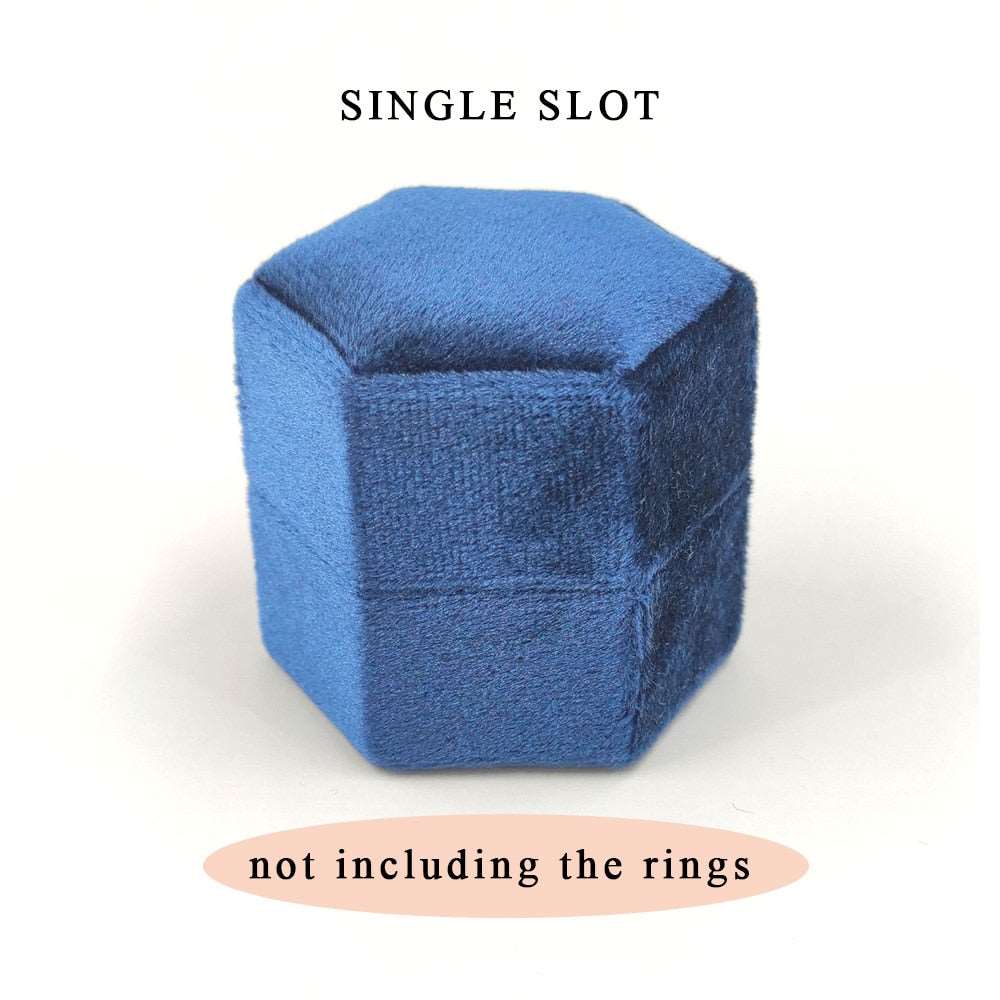 Custom Hexagon Velvet Ring Box For Wedding Engagement Ceremony Personalized Gift - Blossom Wedding