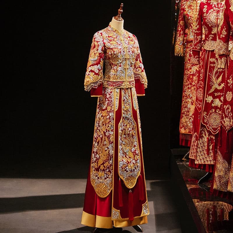 Oriental Phoenix Embroidery Cheongsam Chinese Style Bride Wedding Dress Marriage 龍鳳卦/秀禾服 - Blossom Wedding