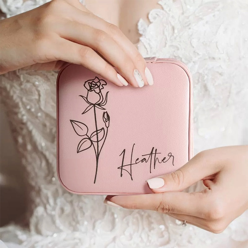 Personalized Bridesmaid Gift Case Ring Box Custom Jewellery Storage Box - Blossom Wedding