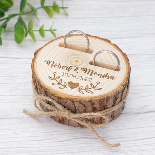 Rustic Wooden Personalized Engagement Box for Wedding Rings Box - Blossom Wedding