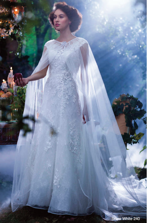 [For Rent ONLY] Snow White Disney Fairy Tale Wedding Dress in Ivory Include Net Cape (A-Line) - AA240 - Blossom Wedding