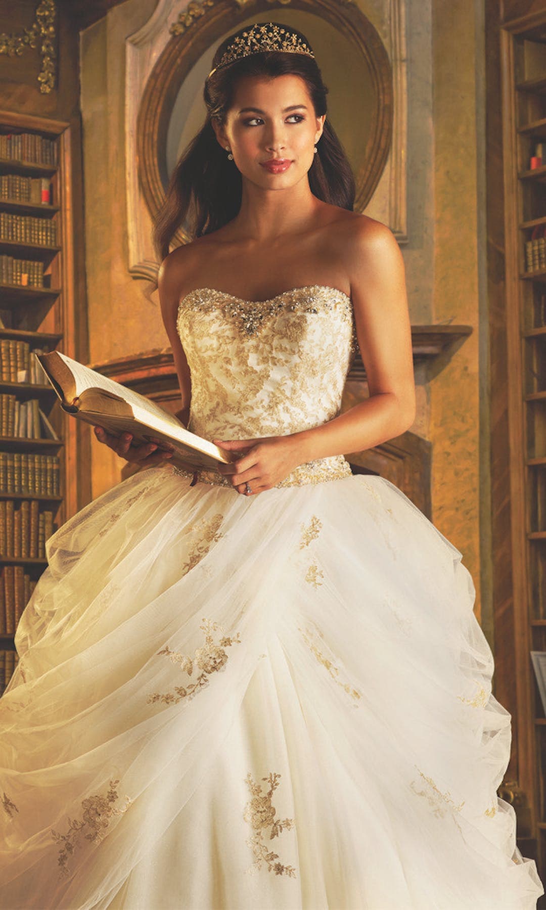 [For Rent ONLY] Belle Disney Fairy Tale Wedding Dress in Ivory /Gold (Ballgown) - AA254 - Blossom Wedding