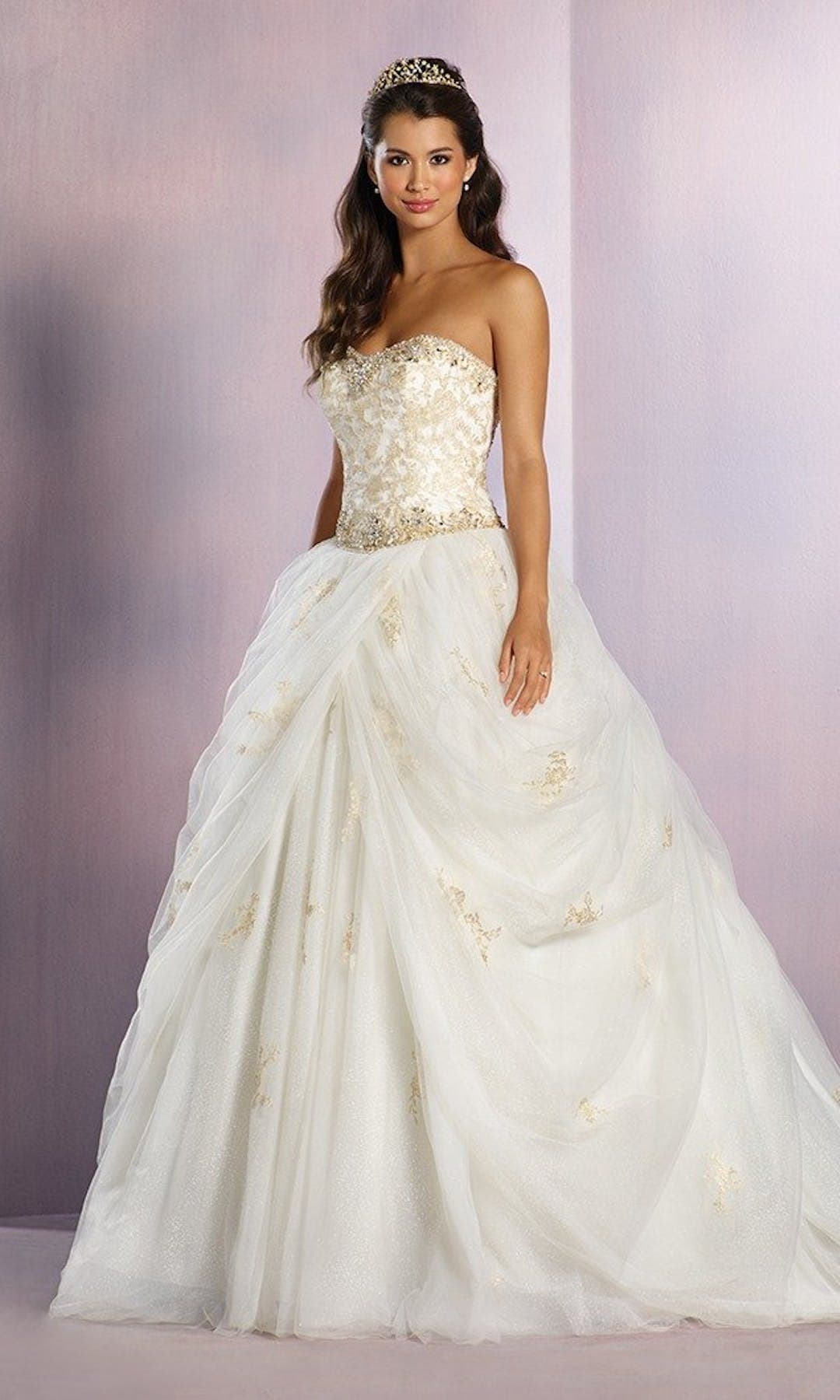 [For Rent ONLY] Belle Disney Fairy Tale Wedding Dress in Ivory /Gold (Ballgown) - AA254 - Blossom Wedding