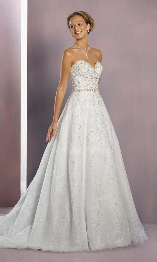[For Rent ONLY] Cinderella Disney Fairy Tale Wedding Dress in Ivory /Silver (A-Line) - AA262 - Blossom Wedding